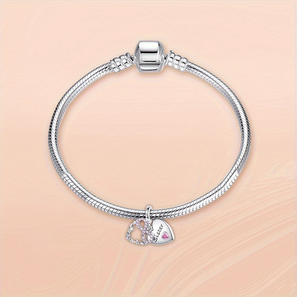 Sister Double Dangle Charm 925 Sterling Silver Pendant for Bracelet & Necklace